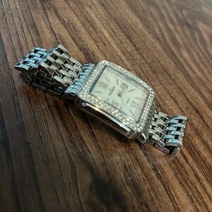 Silver Watch with Crystal Accents